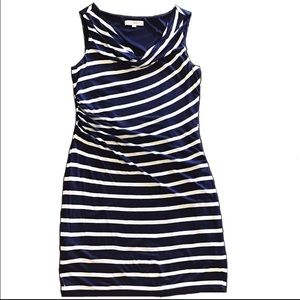 Ann Taylor LOFT nautical white and navy blue dress